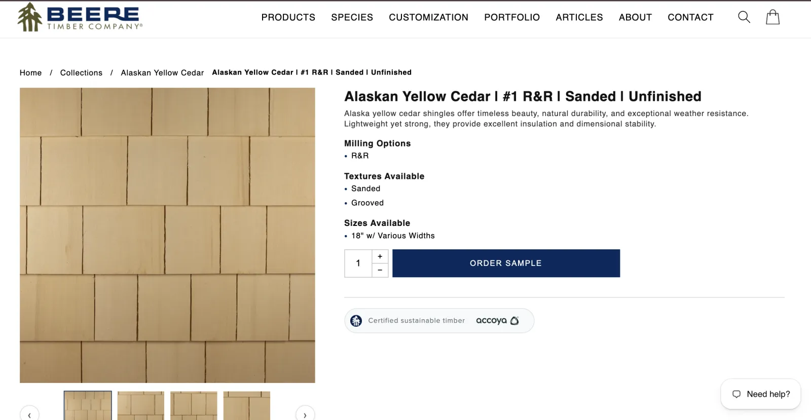 Beere Timber product catalog layout