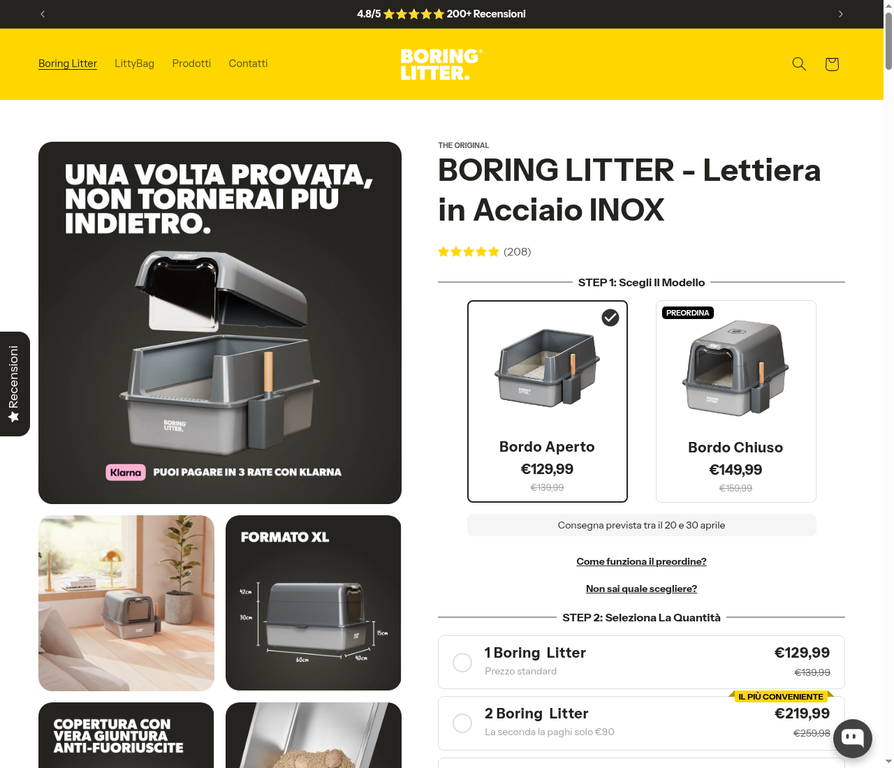 Boring Litter product storytelling section
