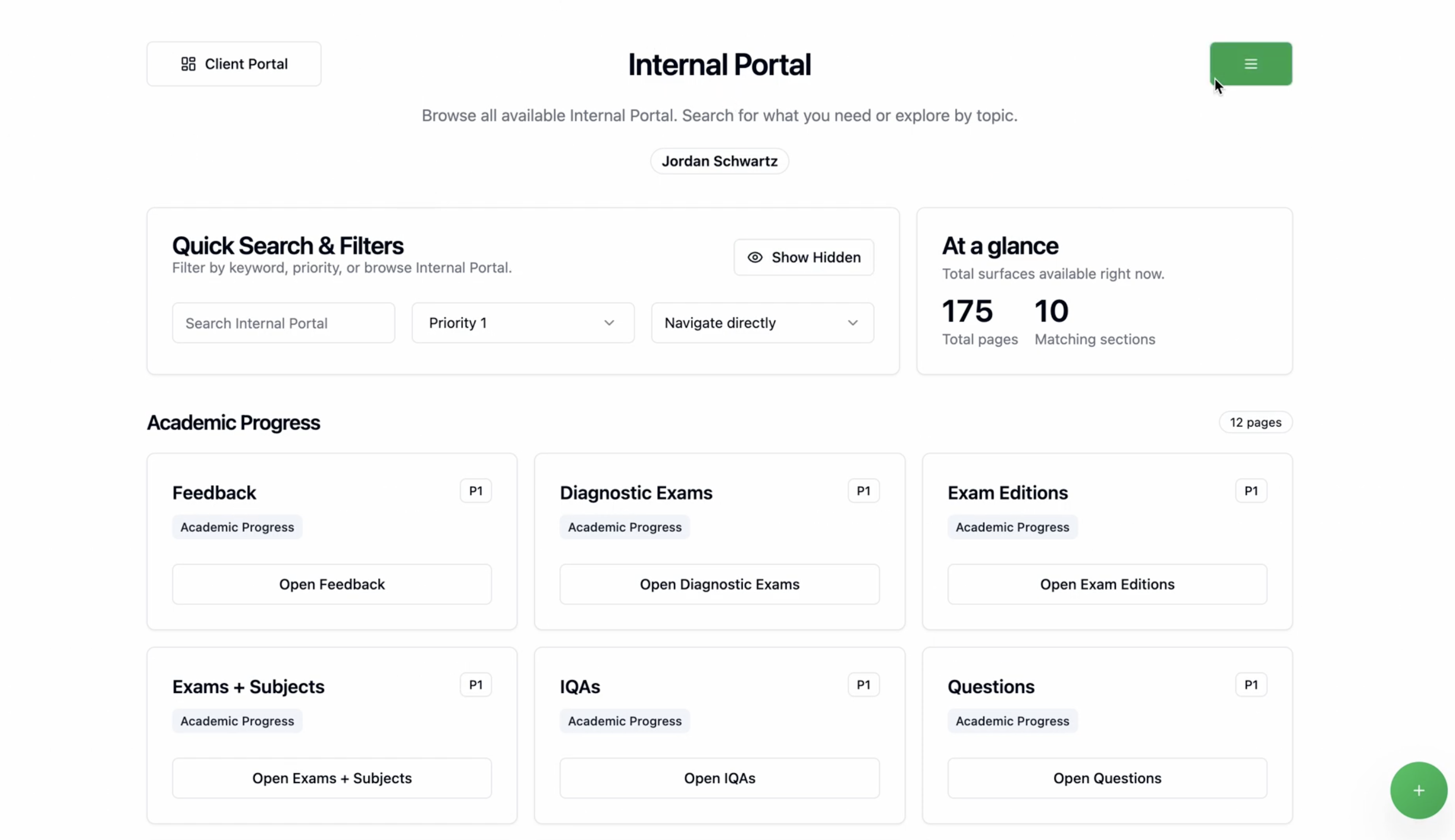 Greenlight portal role-based dashboard