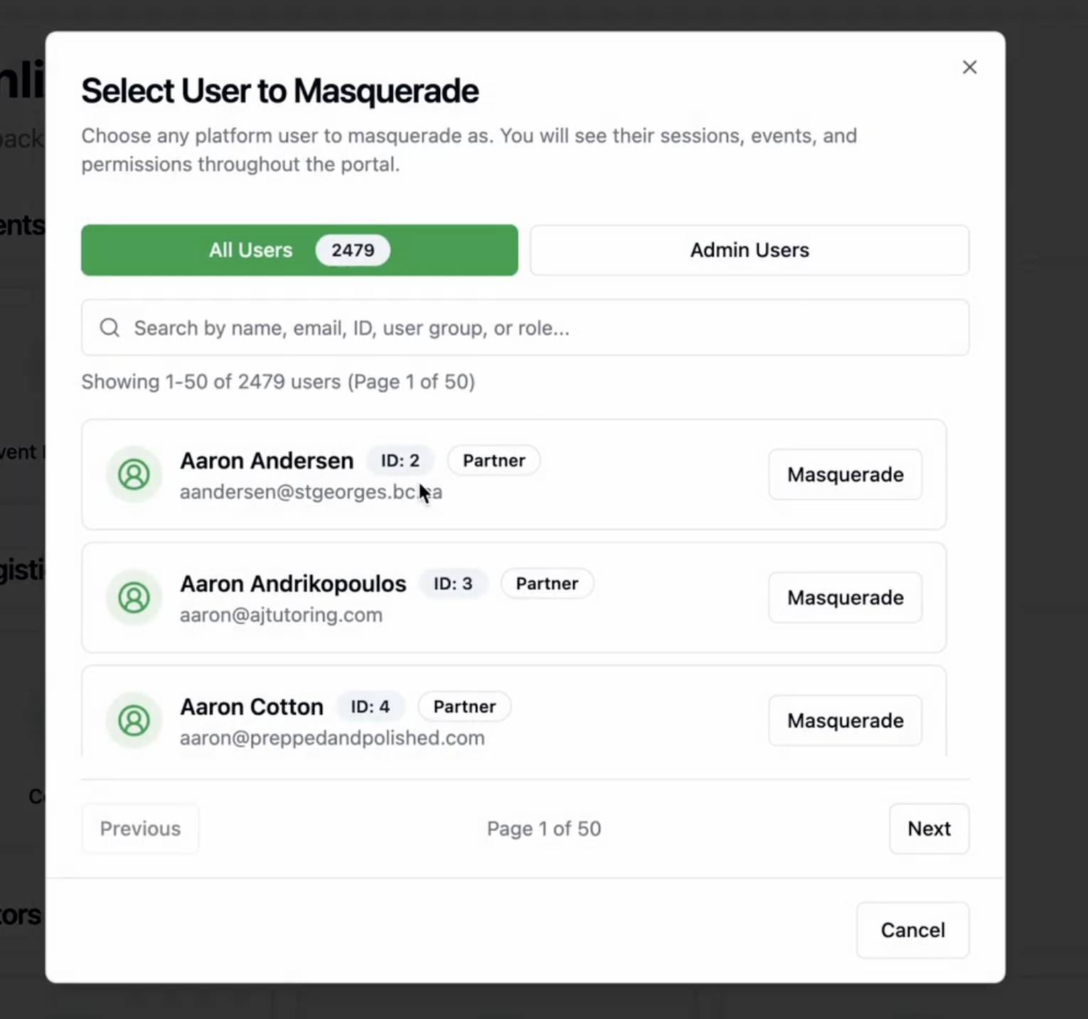 Greenlight portal compact navigation view