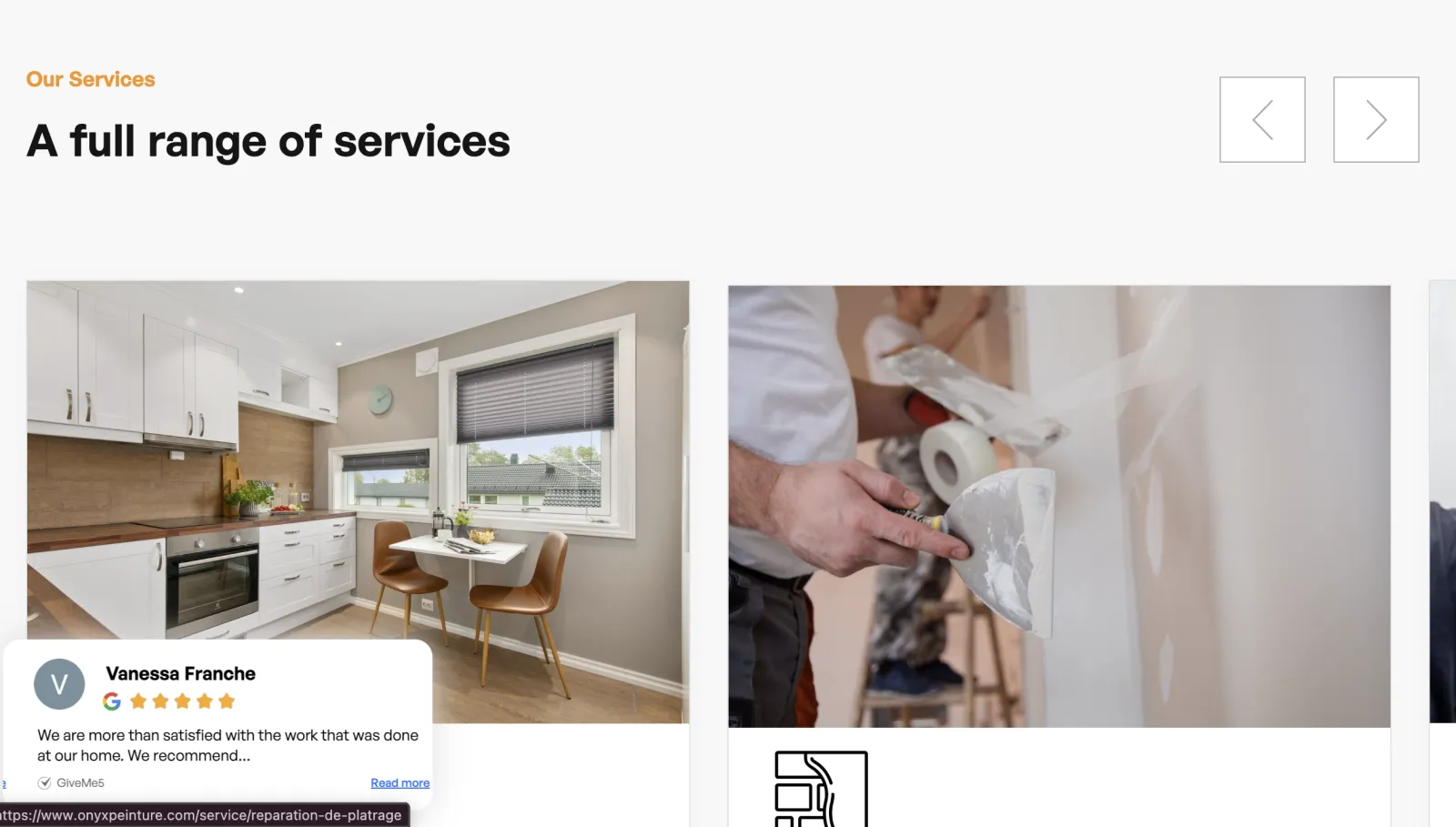 Onyx Peinture homepage layout