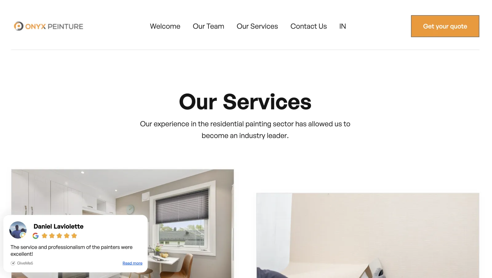 Onyx Peinture quote request experience