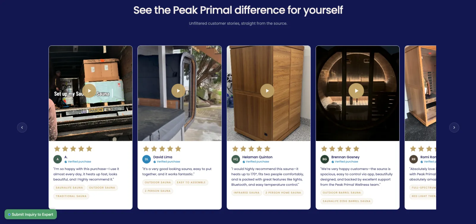 Peak Primal Wellness product collection layout