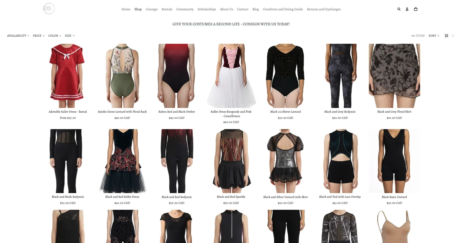 Respin Boutique product details and sizing experience