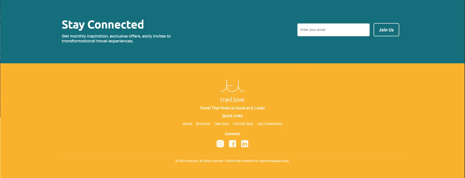 Travl Love intentional travel homepage