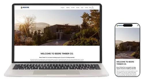 Beere Timber website on laptop and phone